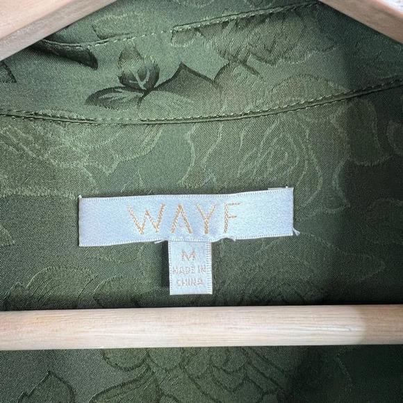 WAYF Women's Olive Green Floral Ex Boyfriend Shirt Button-Up Long Sleeve Size M - Picture 11 of 14